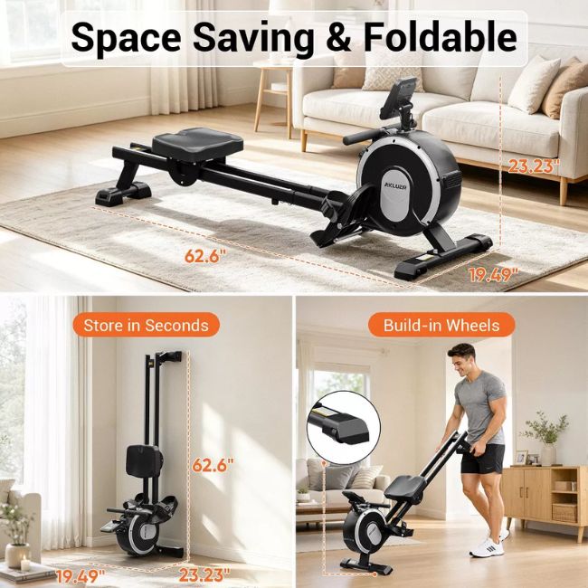 Сгъваем магнитен гребен тренажор Akluer RM-001 Foldable Magnetic Rowing Machine