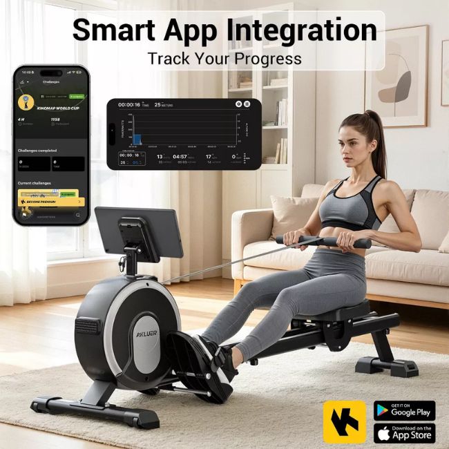 Сгъваем магнитен гребен тренажор Akluer RM-001 Foldable Magnetic Rowing Machine