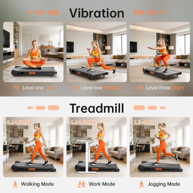 Бягаща фитнес пътека Akluer TM025 2in1 Walking Pad Treadmill with Vibration Plate