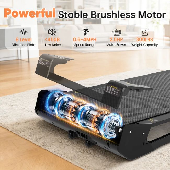 Бягаща фитнес пътека Akluer TM025 2in1 Walking Pad Treadmill with Vibration Plate