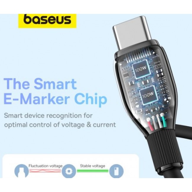 Кабел за бързо зареждане Baseus Cable Type-C - Type-C Pudding Series, 100W - ЧЕРЕН -- BLACK