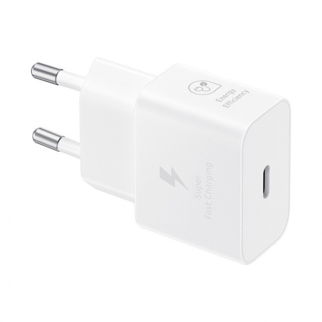 Зарядно устройство Samsung Оригинален адаптер EP-TA2510 25W USB-C + кабел - БЯЛ -- WHITE