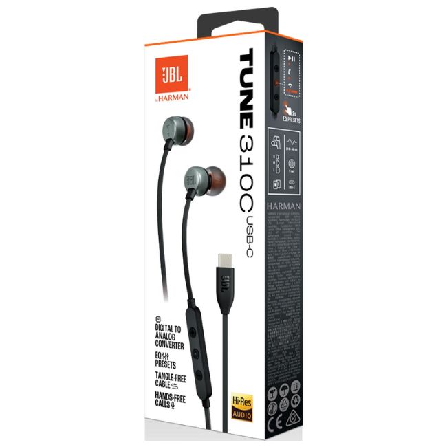 Слушалки JBL Tune 310C USB-C  Wired in-Ear Heaphones - ЧЕРЕН -- BLACK