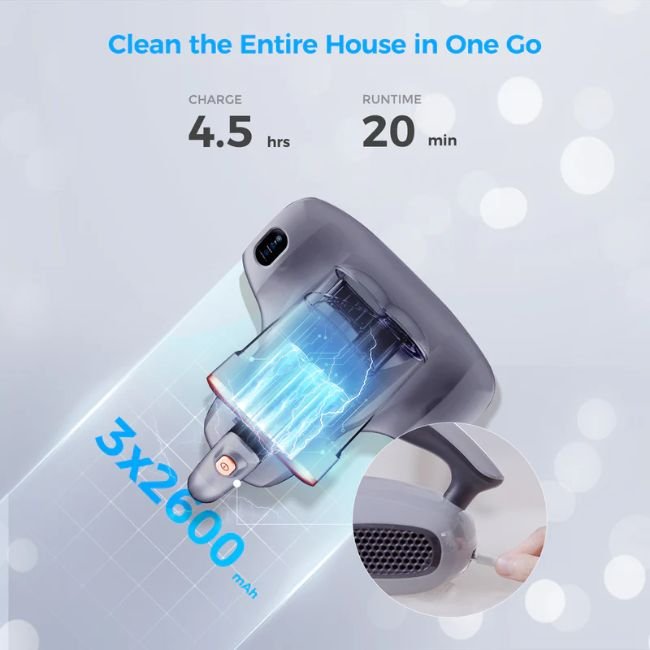 Прахосмукачка UV за матрак JIGOO S100 Cordless Dual-Cup UV Mattress Vacuum Cleaner 150W - СИВ -- GREY