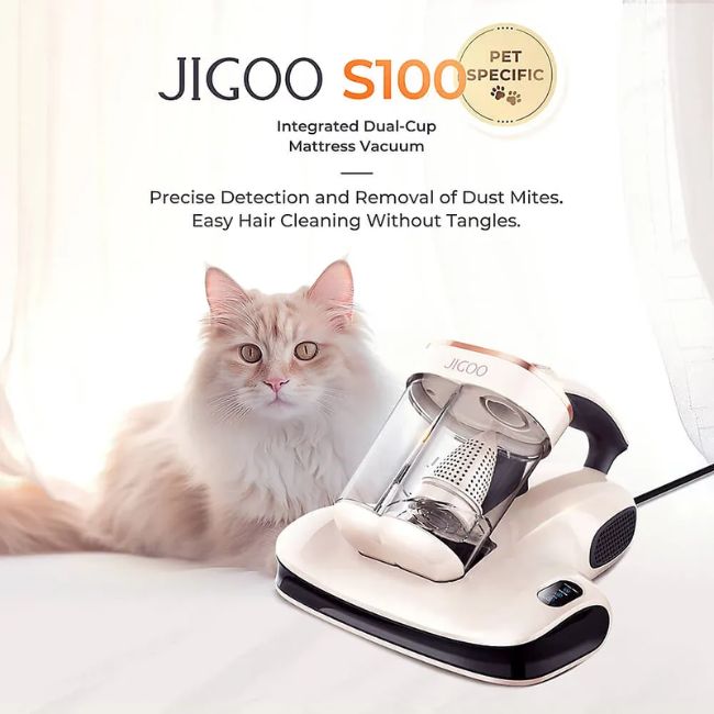 Прахосмукачка UV за матрак JIGOO S100 Dual-Cup UV Mattress Vacuum Cleaner 350W - БЯЛ -- WHITE