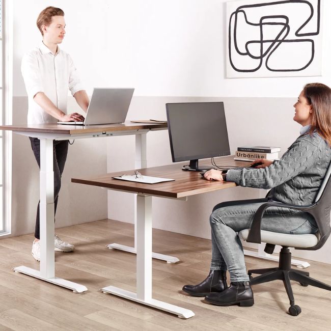 Офис бюро Kingsmith D3/ETD3A Electric Standing Desk 120см + Бяла стойка ETD3A - Dark Brown