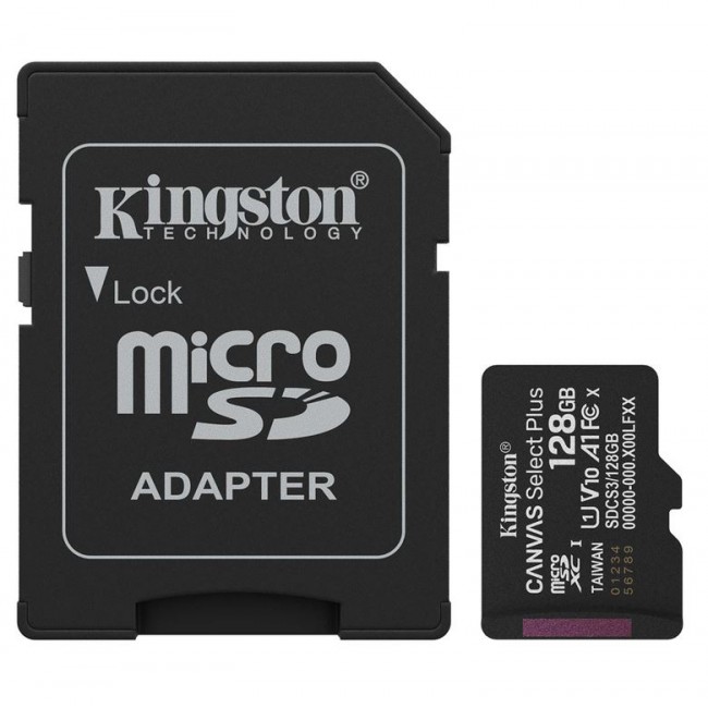 Карта памет Kingston MicroSD Card Canvas Select Plus 128GB Class 10  Adapter