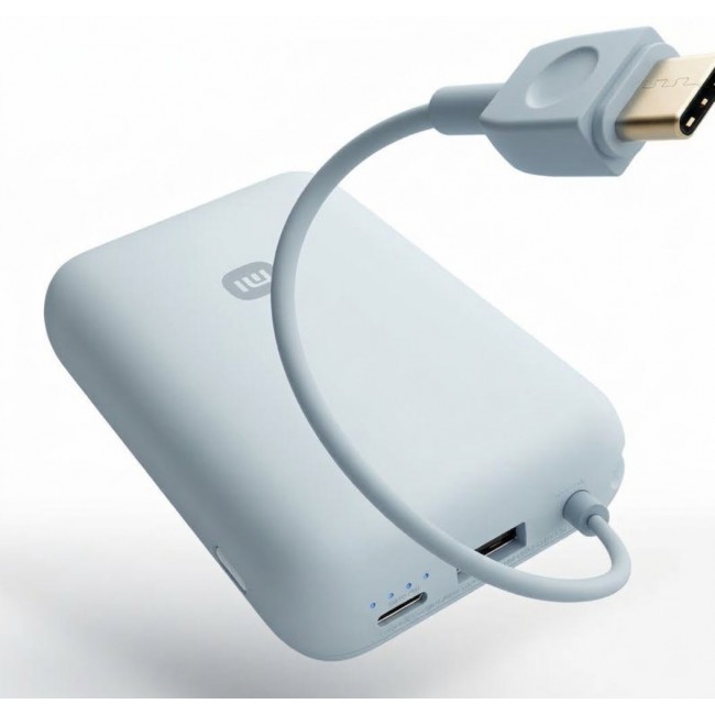 Преносима батерия Xiaomi Power Bank 10000 (Integrated Cable) - СИН -- ICE BLUE