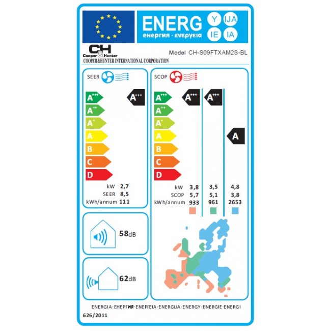 Климатик Cooper & Hunter CH-S09FTXAM2S-BL