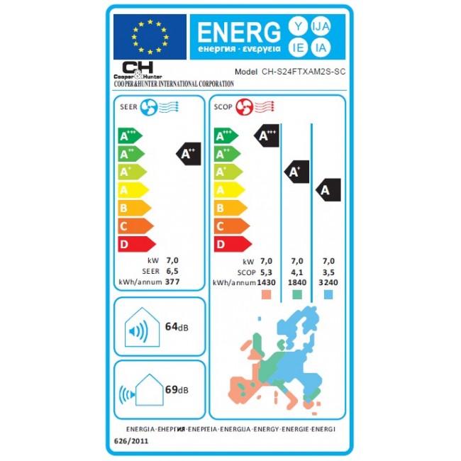 Климатик Cooper & Hunter CH-S24FTXAM2S-WP