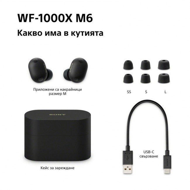 Слушалки Sony WF-1000XM6B ЧЕРЕН