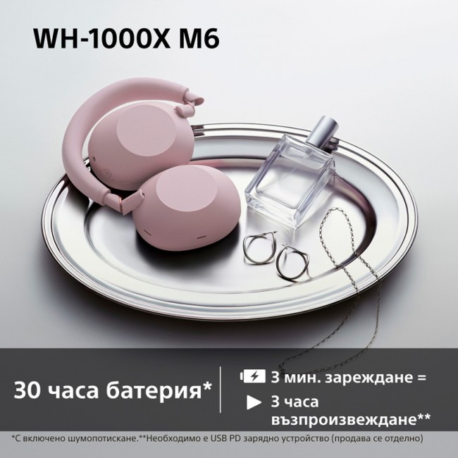 Слушалки Sony WH1000XM6P РОЗОВ