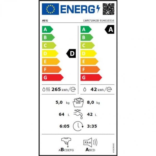 Пералня със сушилня AEG LWR71842B 
