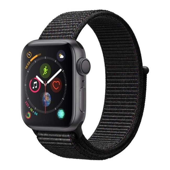 Smart Watch Apple Series 4 Space Grey40 mm GPS-Aluminum Case with Black Sport Loop-MU672