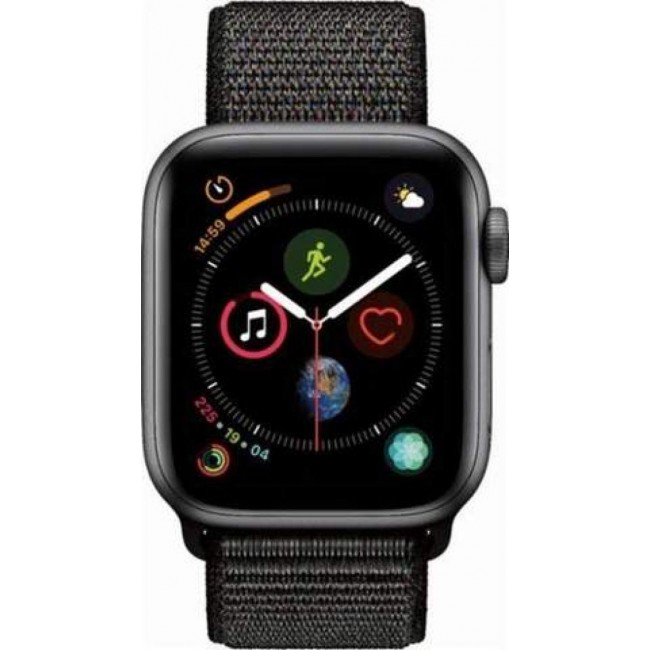 Smart Watch Apple Series 4 Space Grey40 mm GPS-Aluminum Case with Black Sport Loop-MU672