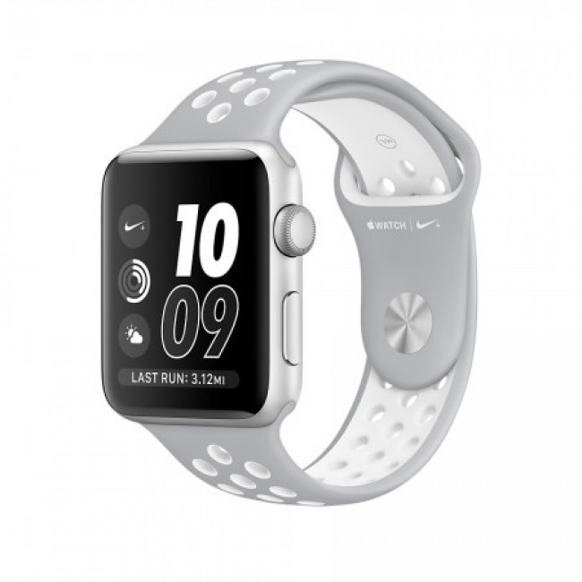 Smart Watch Apple Watch NIKE+ SILVER ALUMINUM FLAT SILVER/WHITE NIKE SPORT 42MM - MNNT2