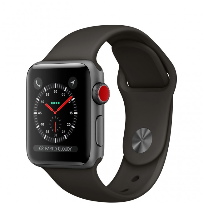 Smart Watch Apple Watch Series 3 GPS + Cellular 42mm Space Gray Aluminum Case with Black Sport Band MQK22