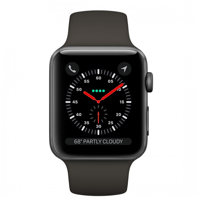 Smart Watch Apple Watch Series 3 GPS + Cellular 42mm Space Gray Aluminum Case with Black Sport Band MQK22