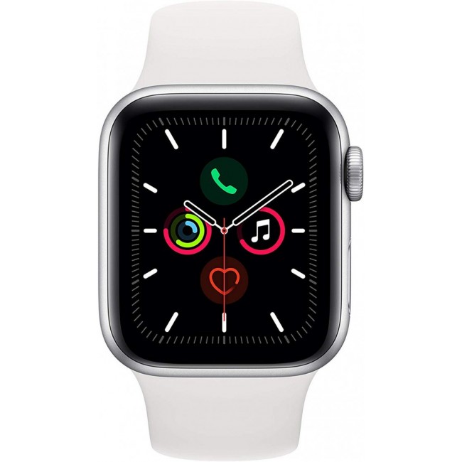 Smart Watch Apple Watch Series 5  -  40mm   Silver Aluminium with White Sport Band	MWV62
