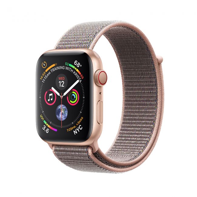Smart Watch Apple Watch Series4 44mm Gold Aluminum Case with Pink Sand Sport Loop GPS MU6G2