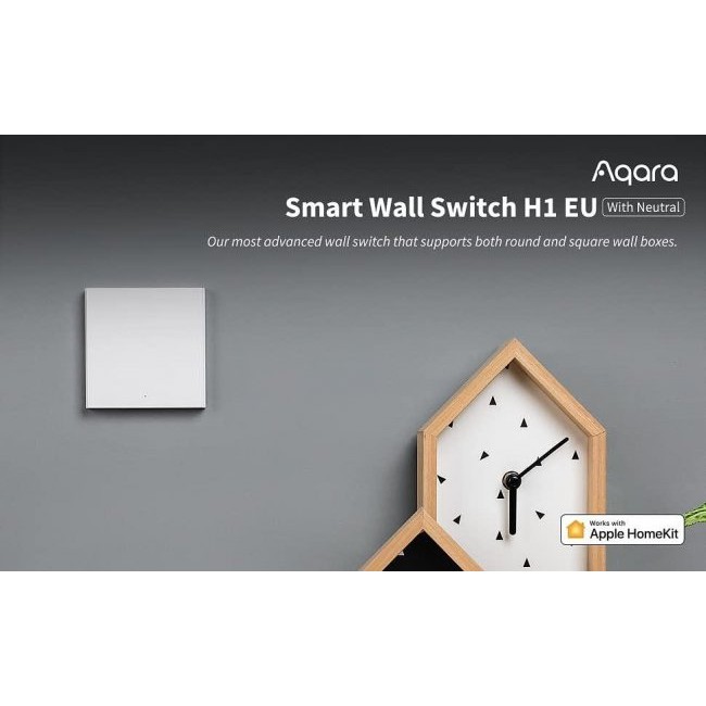 За дома и офиса AQARA Smart Wall Switch H1 EU (with Neutral) - Единичен смарт ключ - БЯЛ -- WHITE