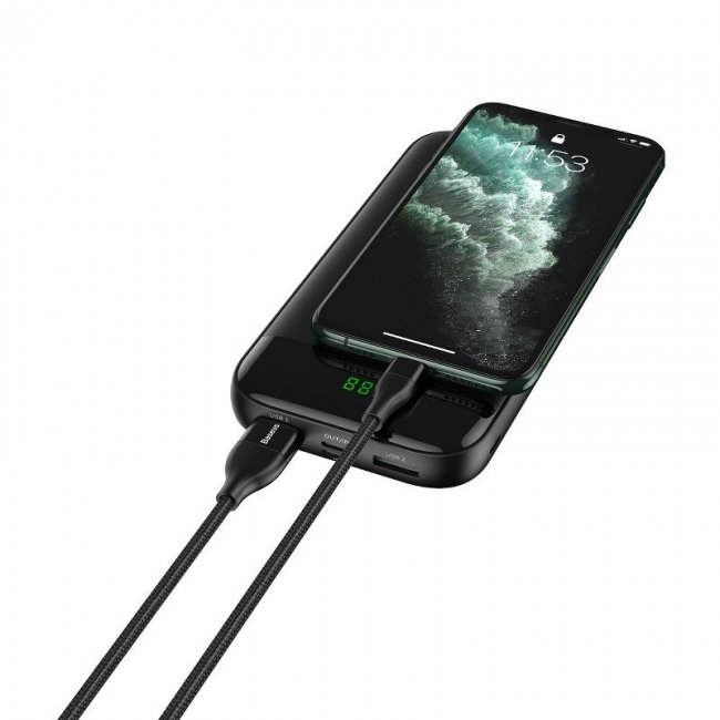Кабел Baseus 2-in-1 Dual Out cab USB-A+Type-CToIP18W - BLACK