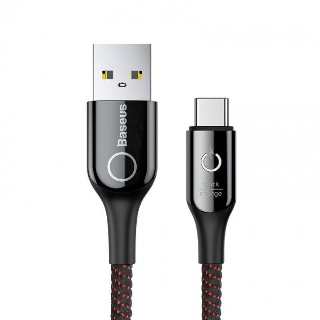 Кабел Baseus C-shaped Cable USB-C LED QC 3.0 1m