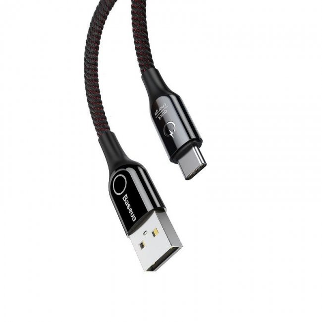 Кабел Baseus C-shaped Cable USB-C LED QC 3.0 1m