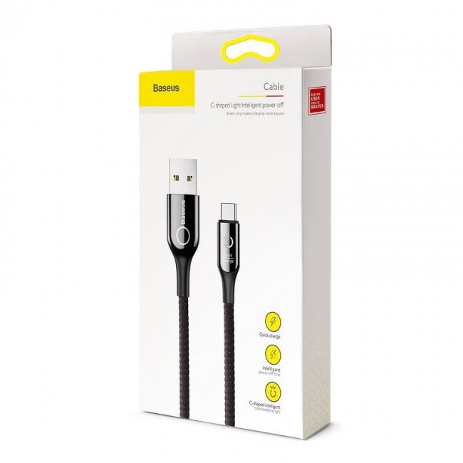 Кабел Baseus C-shaped Cable USB-C LED QC 3.0 1m