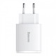 Зарядно устройство Baseus Compact Quick Charger, 2xUSB, USB-C, PD, 3A, 30W - БЯЛ -- WHITE