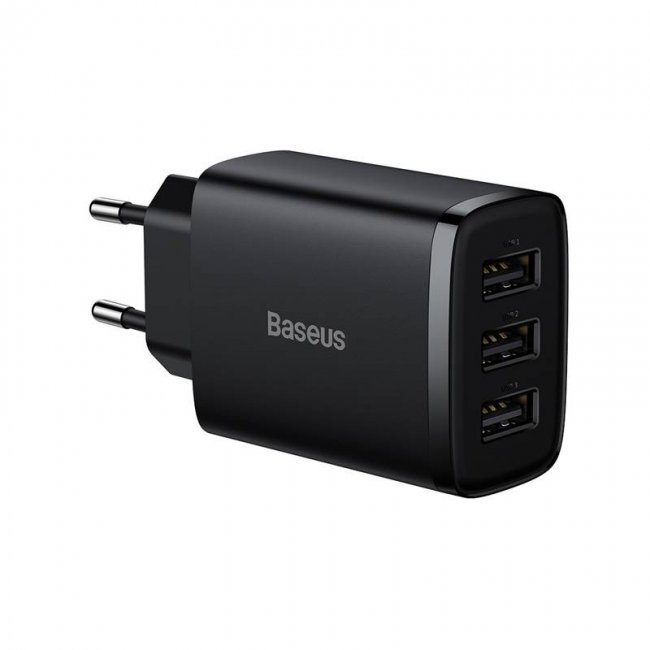 Зарядно устройство Baseus Compact Quick Charger, 3x USB, 17W