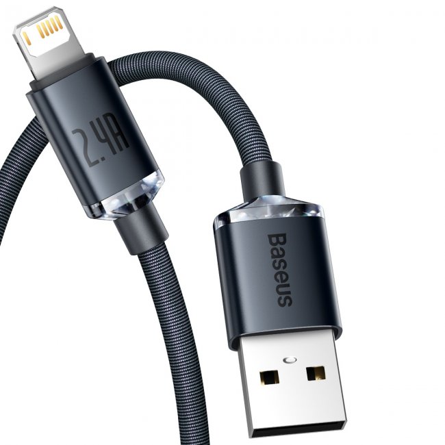 Кабел Baseus Crystal Shine cable USB to Lightning, 2.4A - 2m
