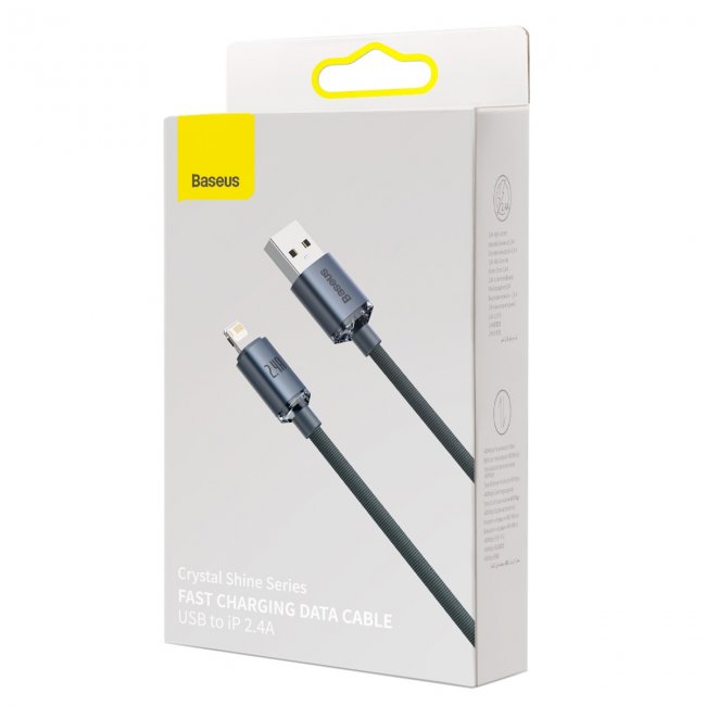 Кабел Baseus Crystal Shine cable USB to Lightning, 2.4A - 2m