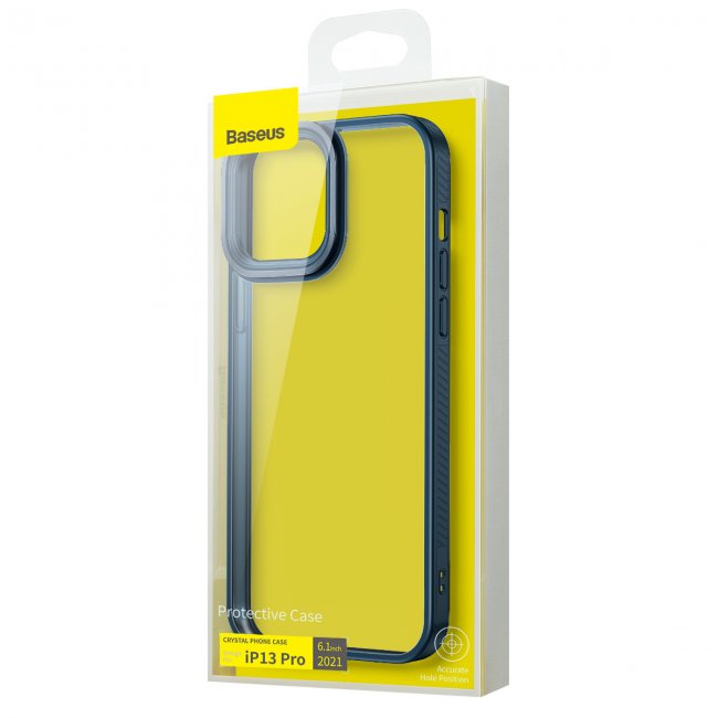 Калъф за мобилен телефон Baseus Crystal Transparent Case for iPhone 13 Pro - СИН
