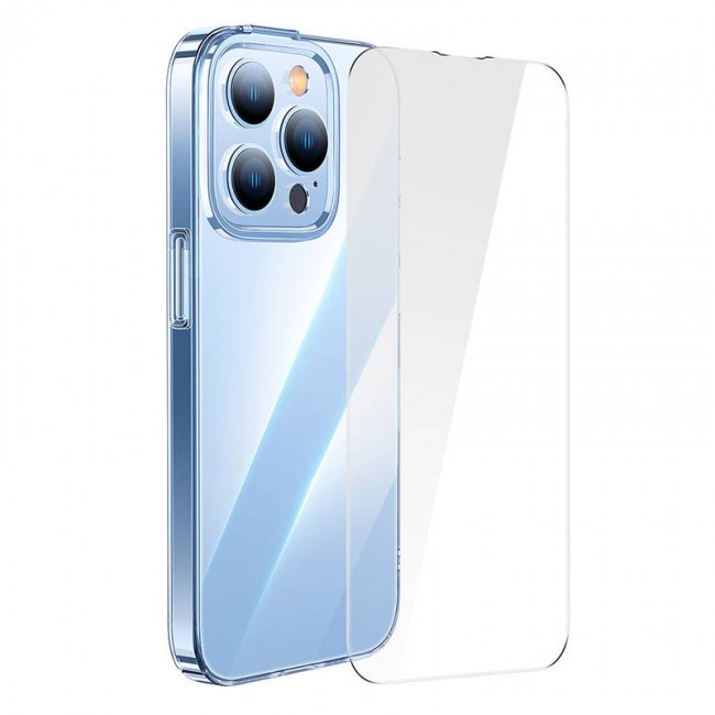 Калъф за мобилен телефон Baseus Crystal Transparent Magnetic Case and Tempered Glass set for iPhone 14 Pro