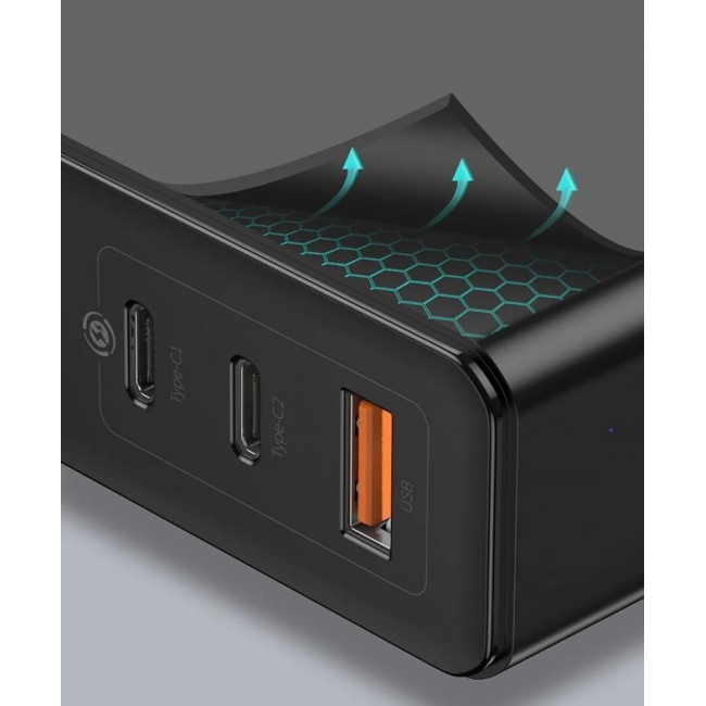 Зарядно устройство Baseus GaN  2xC Type + USB Type 120W - Мрежово зарядно устройство