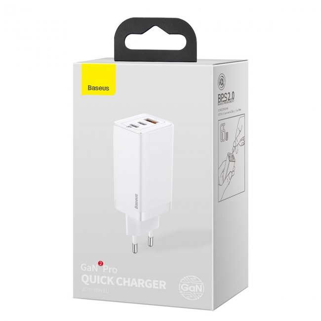 Зарядно устройство Baseus Gan2 Pro Quick Charger 2 C type + USB type 65W
