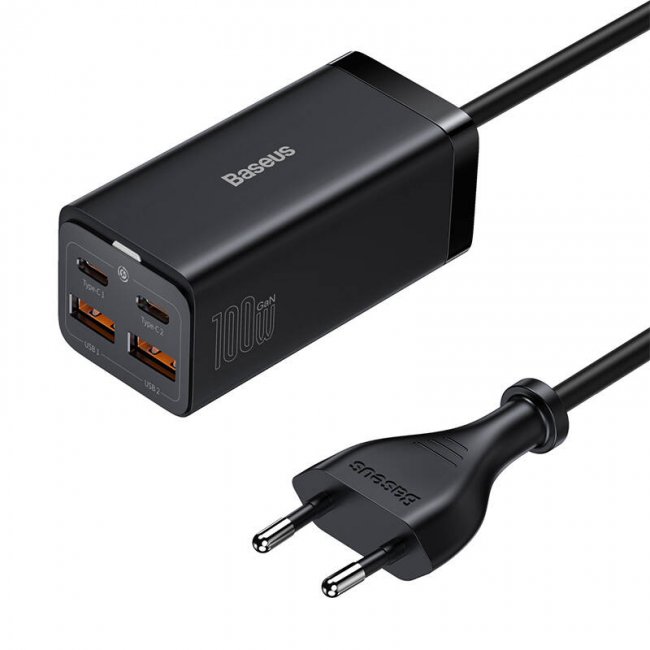 Смарт контакт, разклонител Baseus GaN3 Pro wall charger 2xUSB-C + 2xUSB, 100W