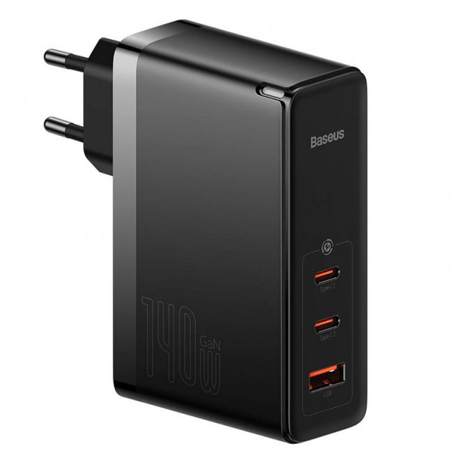 Зарядно устройство Baseus GaN5 Pro Wall charger  2xUSB-C + USB, 140W - ЧЕРЕН -- BLACK