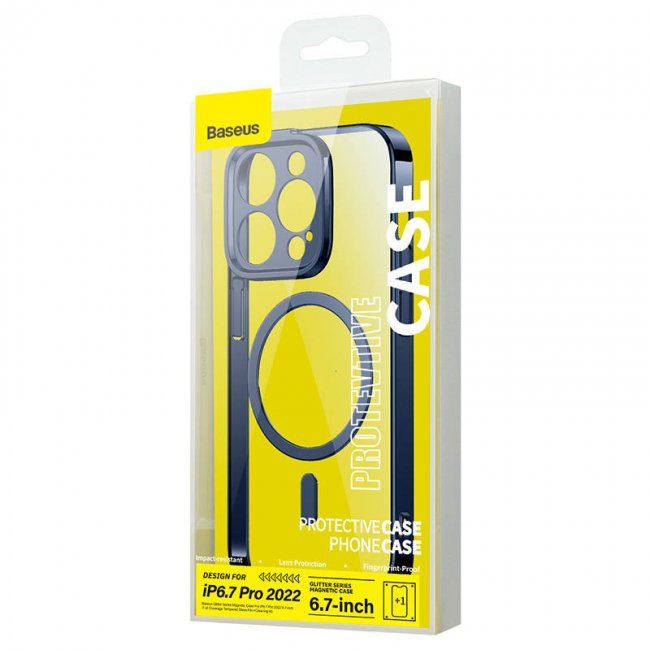 Калъф за мобилен телефон Baseus Glitter Magnetic Case and Tempered Glass set for iPhone 14 Pro Max