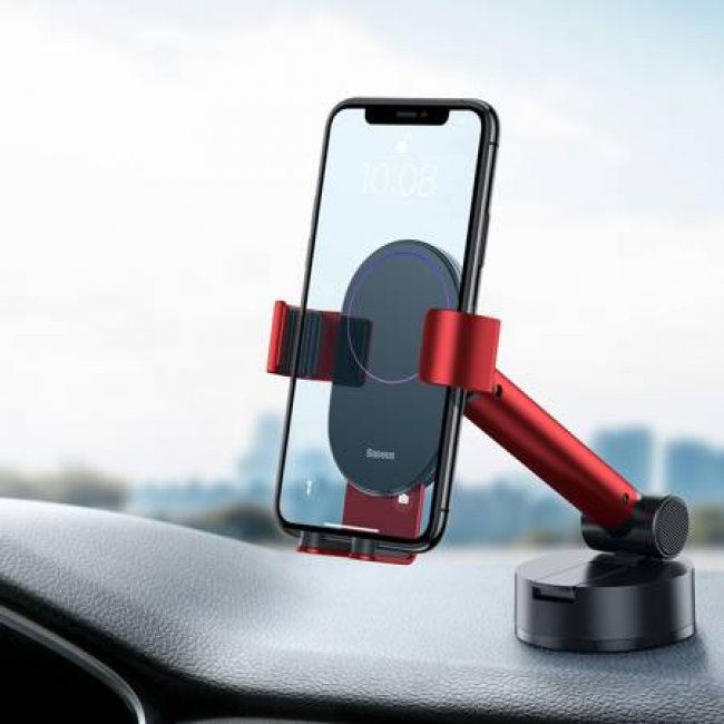 Стойка за кола Baseus Gravity car mount for phone with suction cup - ЧЕРВЕН -- RED