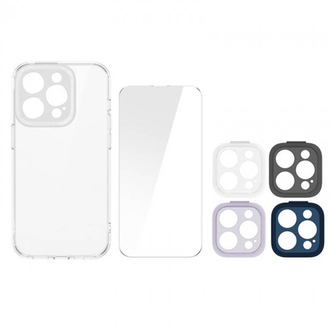 Калъф за мобилен телефон Baseus Illusion Case, lens frames, tempered glass set for iPhone 14 Pro