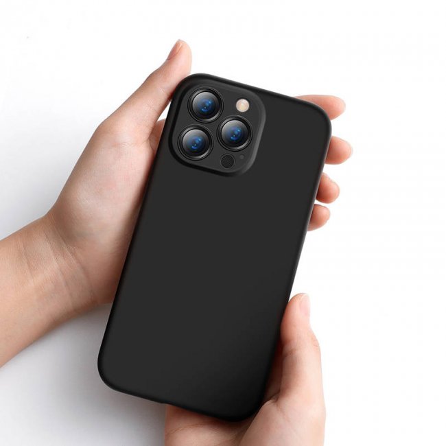 Калъф за мобилен телефон Baseus Liquid Silica Case for iPhone 13 Pro - ЧЕРЕН