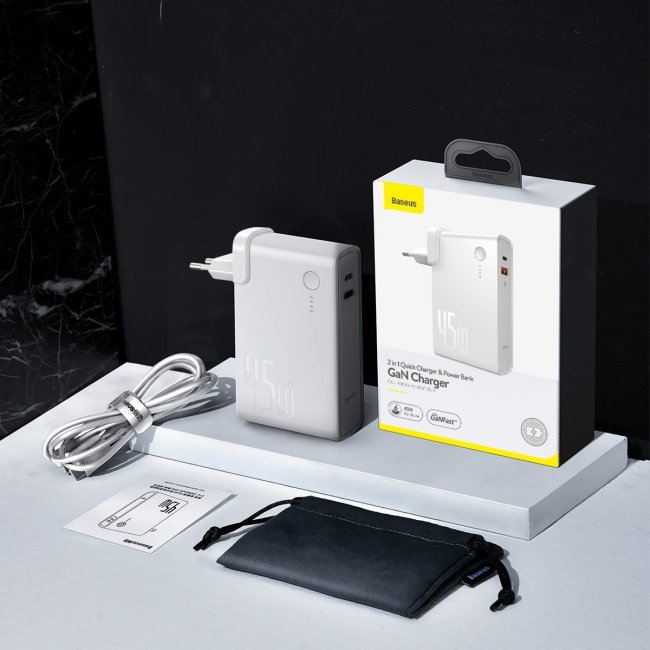 Външна Батерия POWER BANK Baseus Power Station (GaN) 2in1 Quick Charge Power bank & Charger C+U 10000mAh 45W