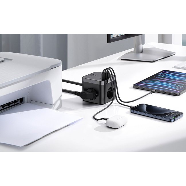 Зарядно устройство Baseus PowerCombo 3AC+2U+2C 30W, 1.5m