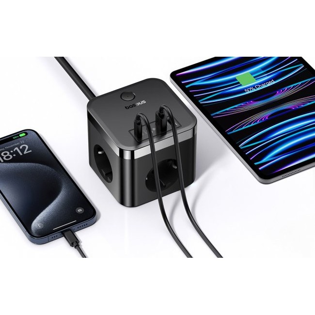 Зарядно устройство Baseus PowerCombo 3AC+2U+2C 30W, 1.5m