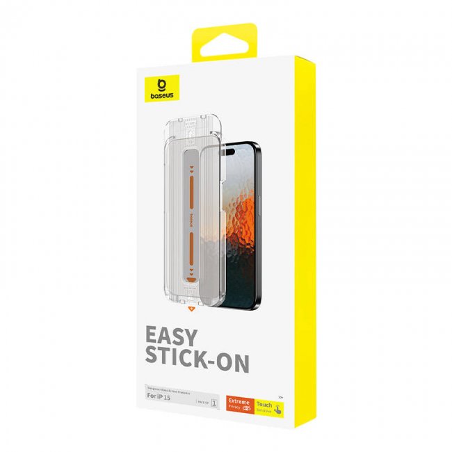 Стъклен Протектор за мобилен телефон Baseus Tempered Glass Privacy Protection Sapphire for iPhone 15