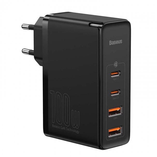 Зарядно устройство Baseus Travel Charger GaN2 Pro Quick 2x USB + 2x USB-C, 100W - ЧЕРЕН -- BLACK