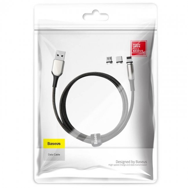 Кабел Baseus Zinc Magnetic Cable USB-C + micro USB + Lightning 2A Black