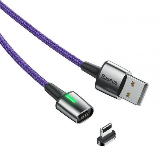 Кабел Baseus Zinc Magnetic Fast&Simple IP 2.4A 1m - ЛИЛАВ - PURPLE